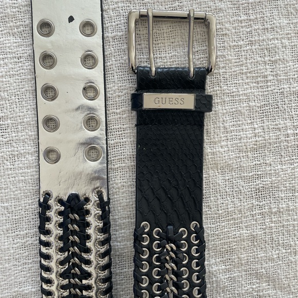 GUESS Black and Silver Men's Belt - Picture 1 of 6